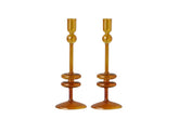 Angelique Glass Candlestick Amber Orange, Single, 10in