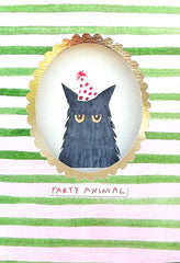 BIRTHDAY CAT PARTY DIECUT GREETING CARD POET & PAINTER