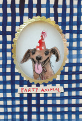 BIRTHDAY DOG PARTY DIECUT GREETING CARD POET & PAINTER
