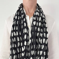 Black and White Dots Cotton Scarf