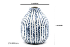 Adam Blue Stripe Texture Handcrafted Porcelain Bud Vase