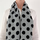 Dots Black and Grey Linen Scarf