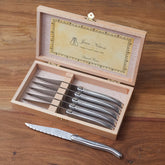 Laguiole Stainless Steel Serrated Steak Knives in Box Set 6