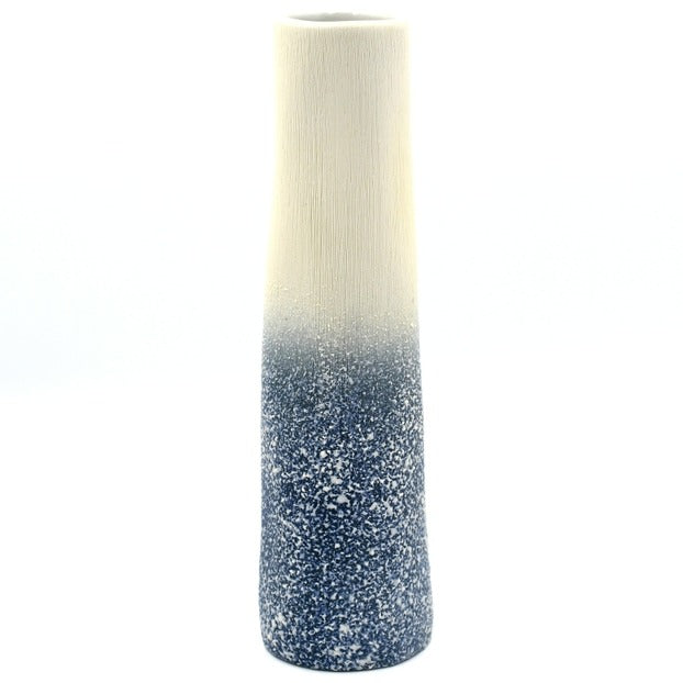 Koza Blue and White Texture Porcelain Bud Vase, 8"
