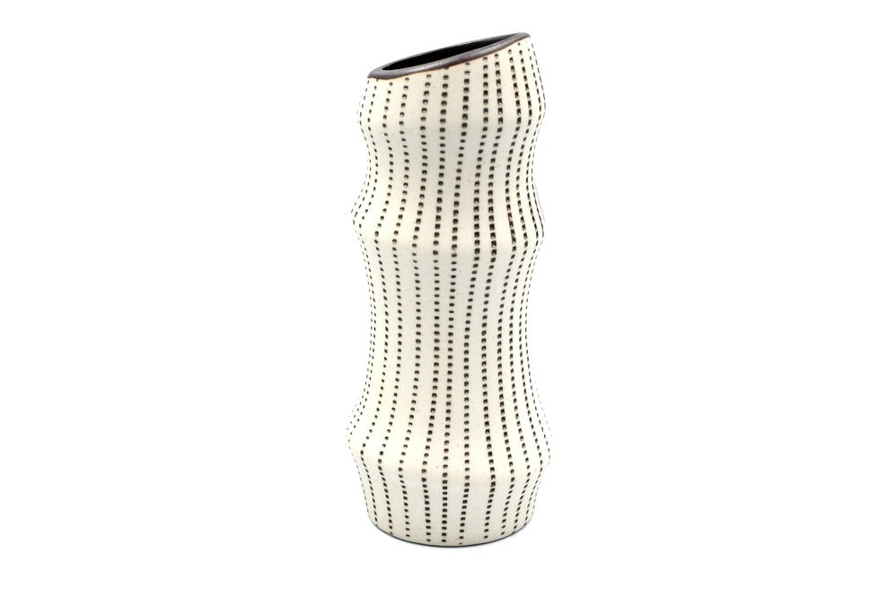 Bamboo Brown & Cream Dots Porcelain Vase