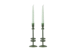 Angelique Glass Candlestick Emerald, Single, 10in
