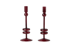 Angelique Glass Candlestick Merlot Red, Single, 10in
