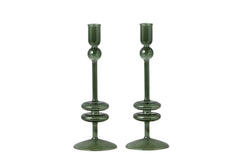 Angelique Glass Candlestick Emerald, Single, 10in