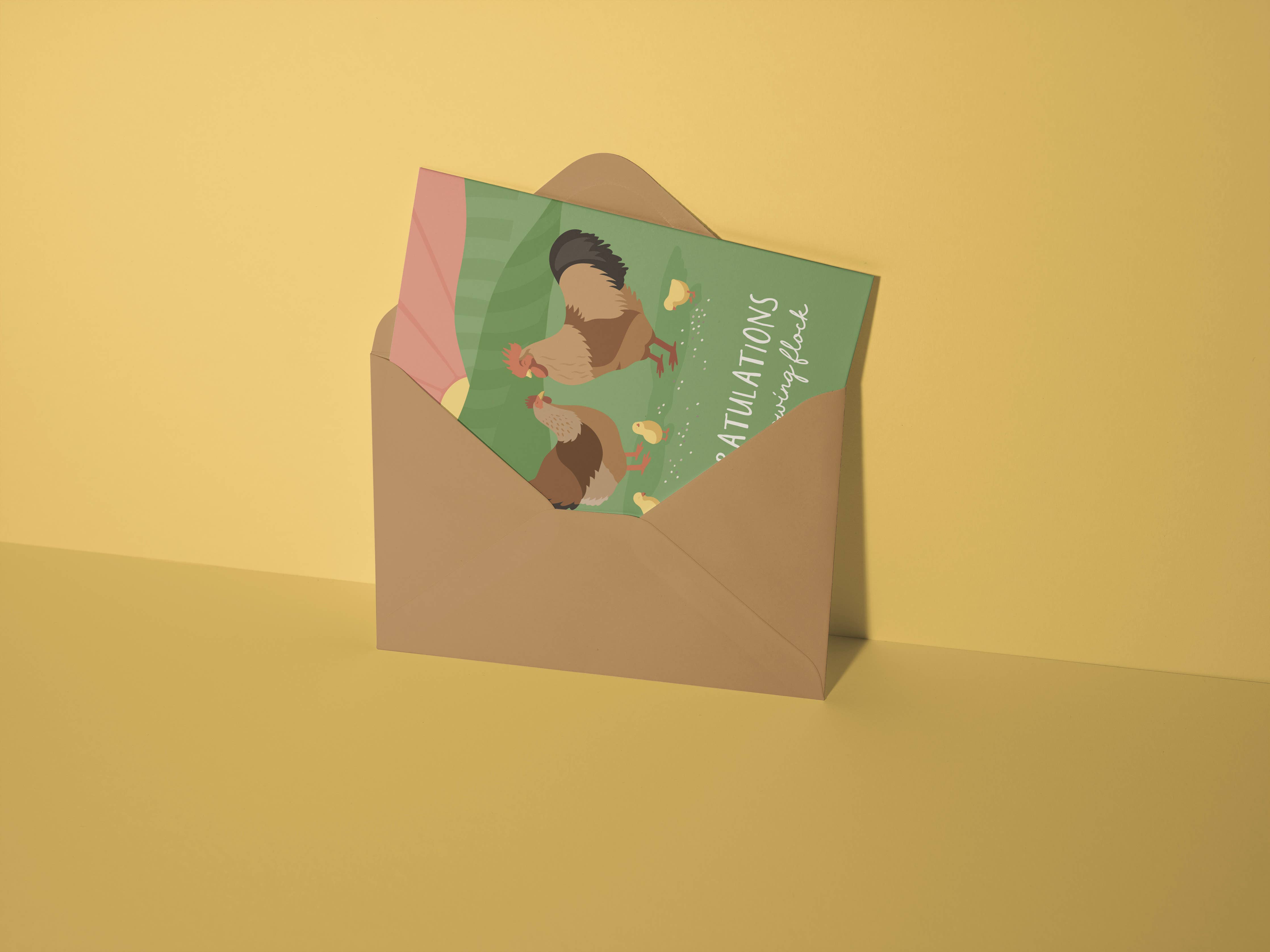 Growing Flock - New Baby Card - Cute Baby Shower Card