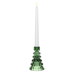 Green Glass Tree Taper Holder