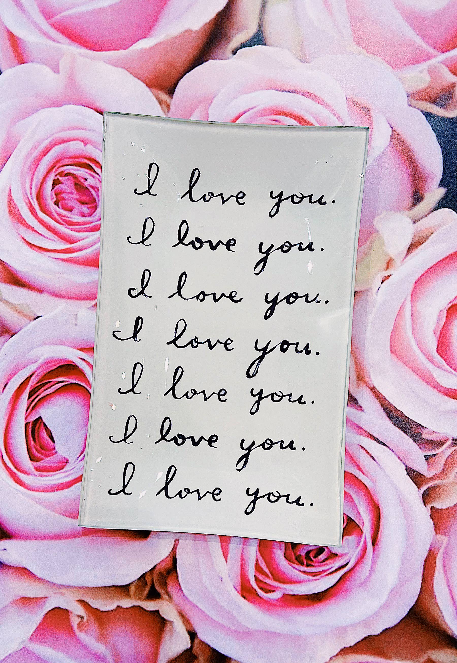 I Love You. I Love You. Decoupage Glass Tray: 3.5"X 5.5"