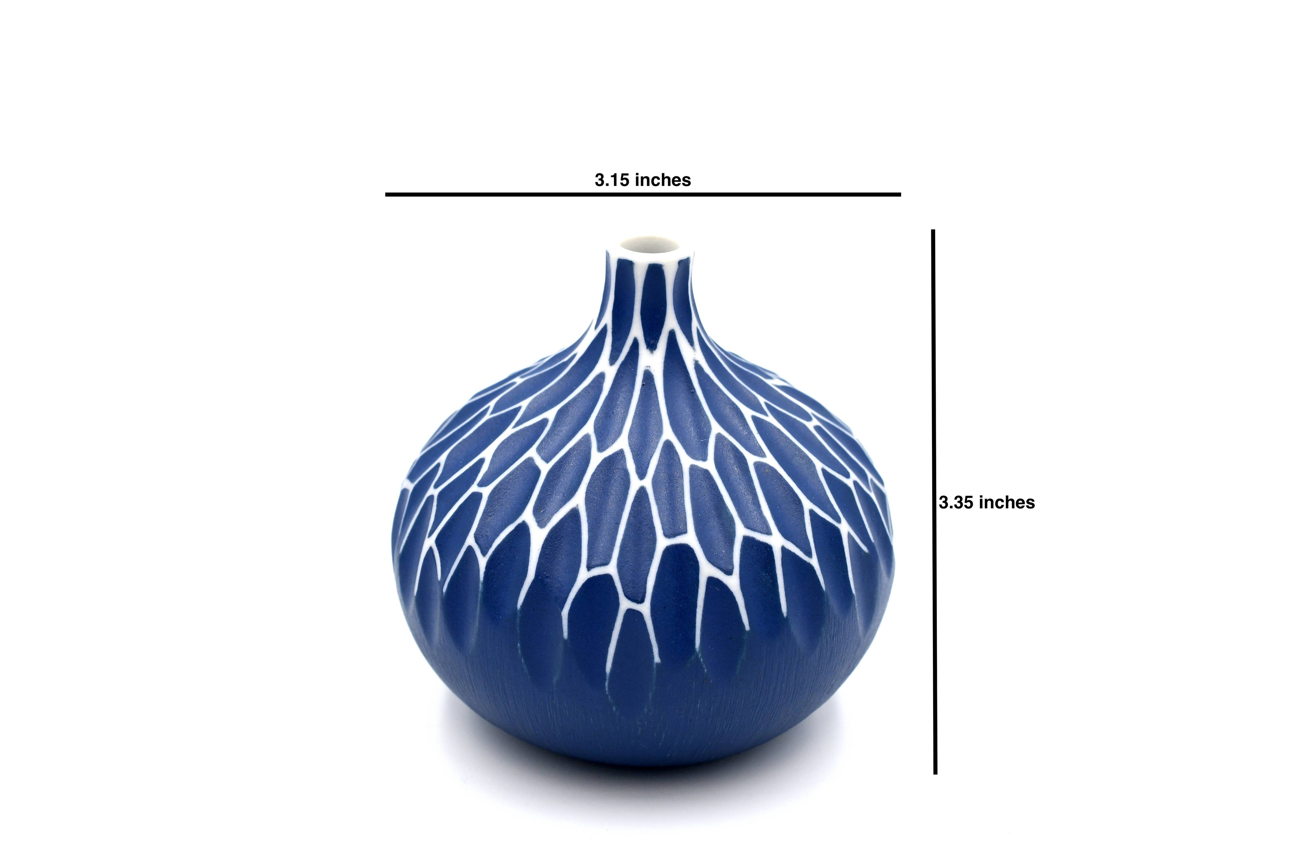 CONGO Branches Blue and White-Handcrafted Porcelain Bud Vase