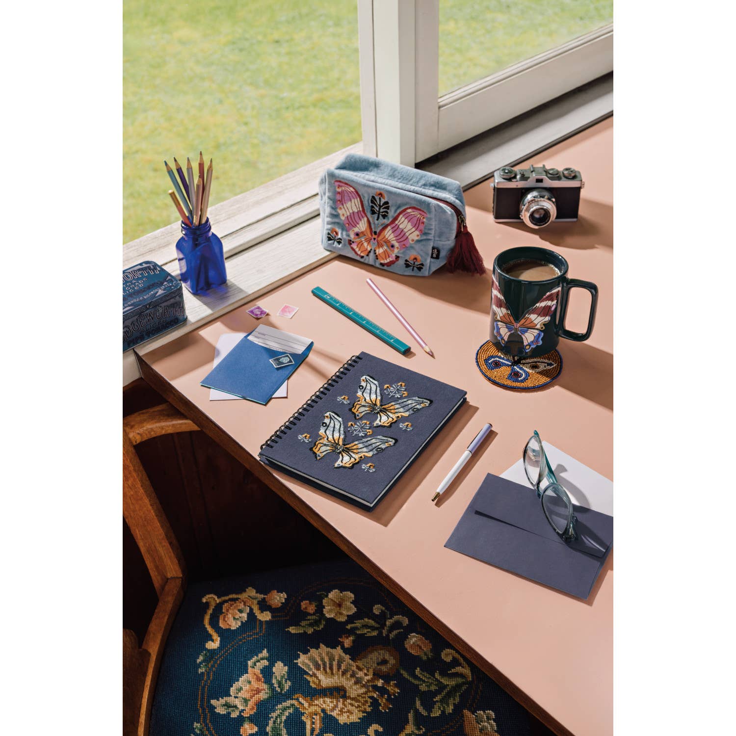 Aurora Butterfly Embroidered Pouch
