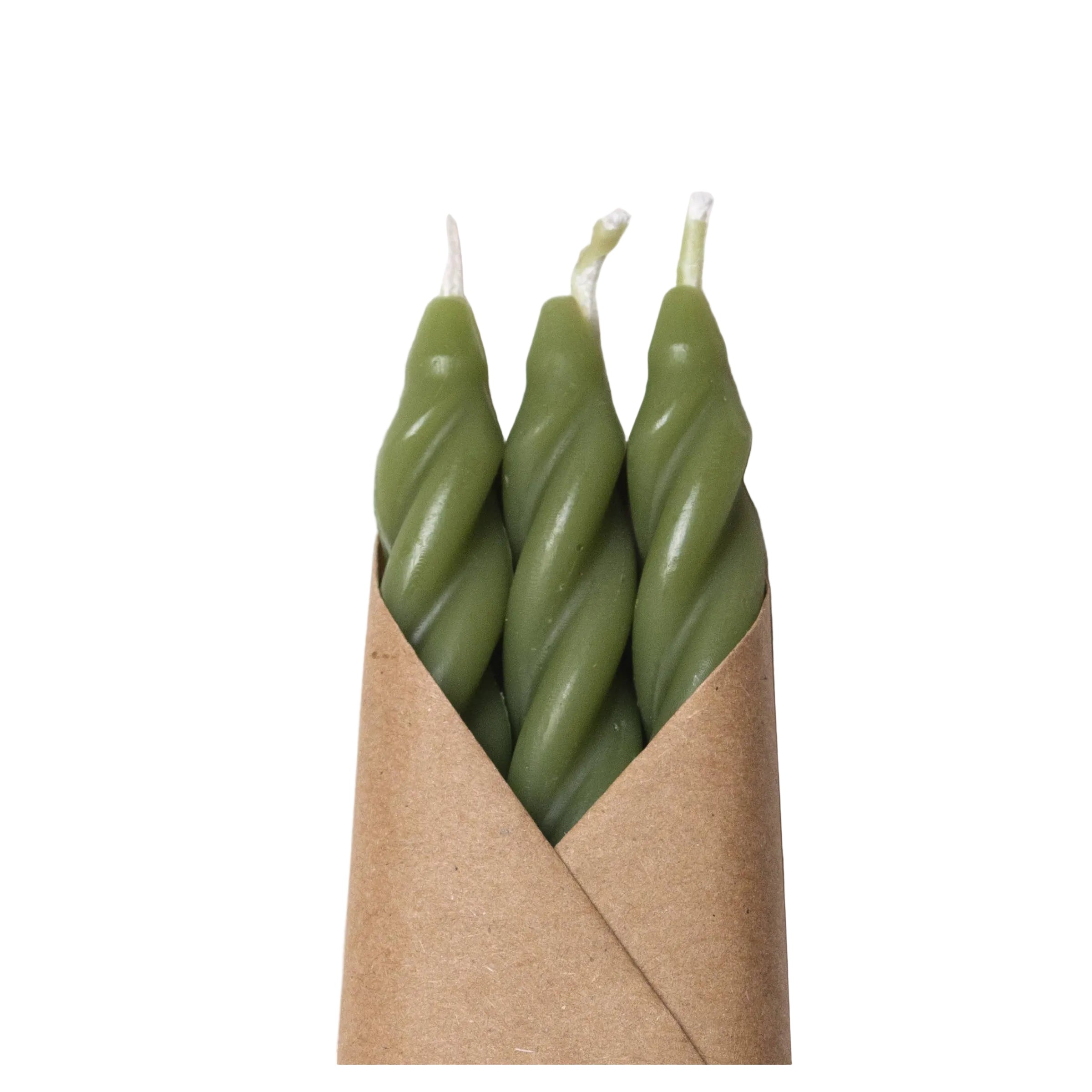 Grass Spiral Beeswax Candles - Set of 3