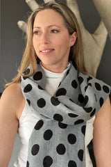 Dots Black and Grey Linen Scarf