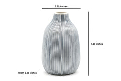 Adam Thin Blue Stripes Handcrafted Porcelain Bud Vase