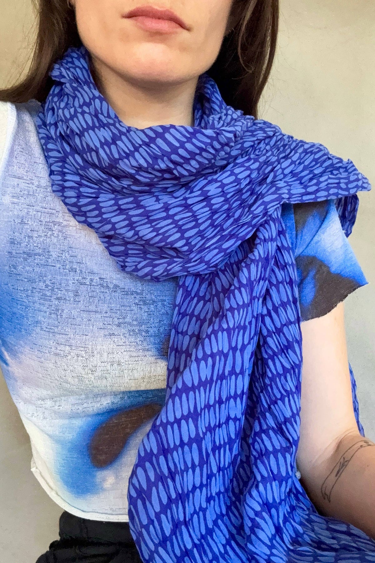 Blue Pod Cotton Scarf