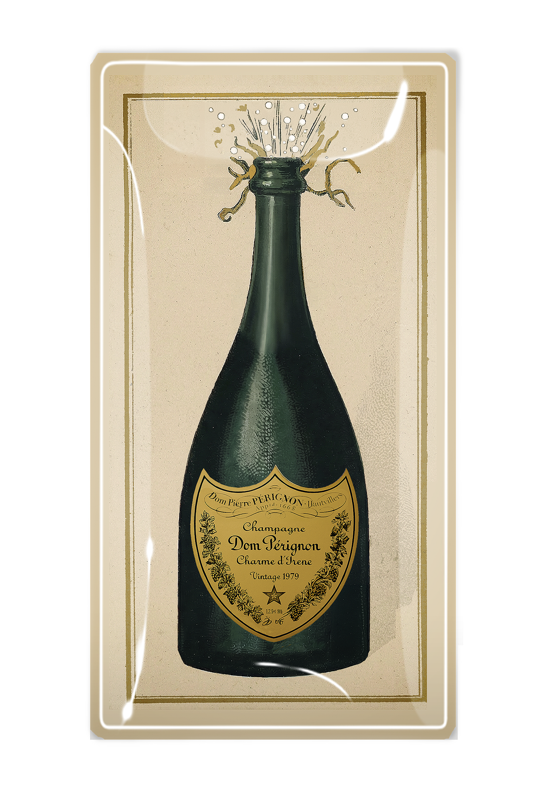 Dom Pérignon Brut Champagne Glass Decoupage Tray 4"x 9"