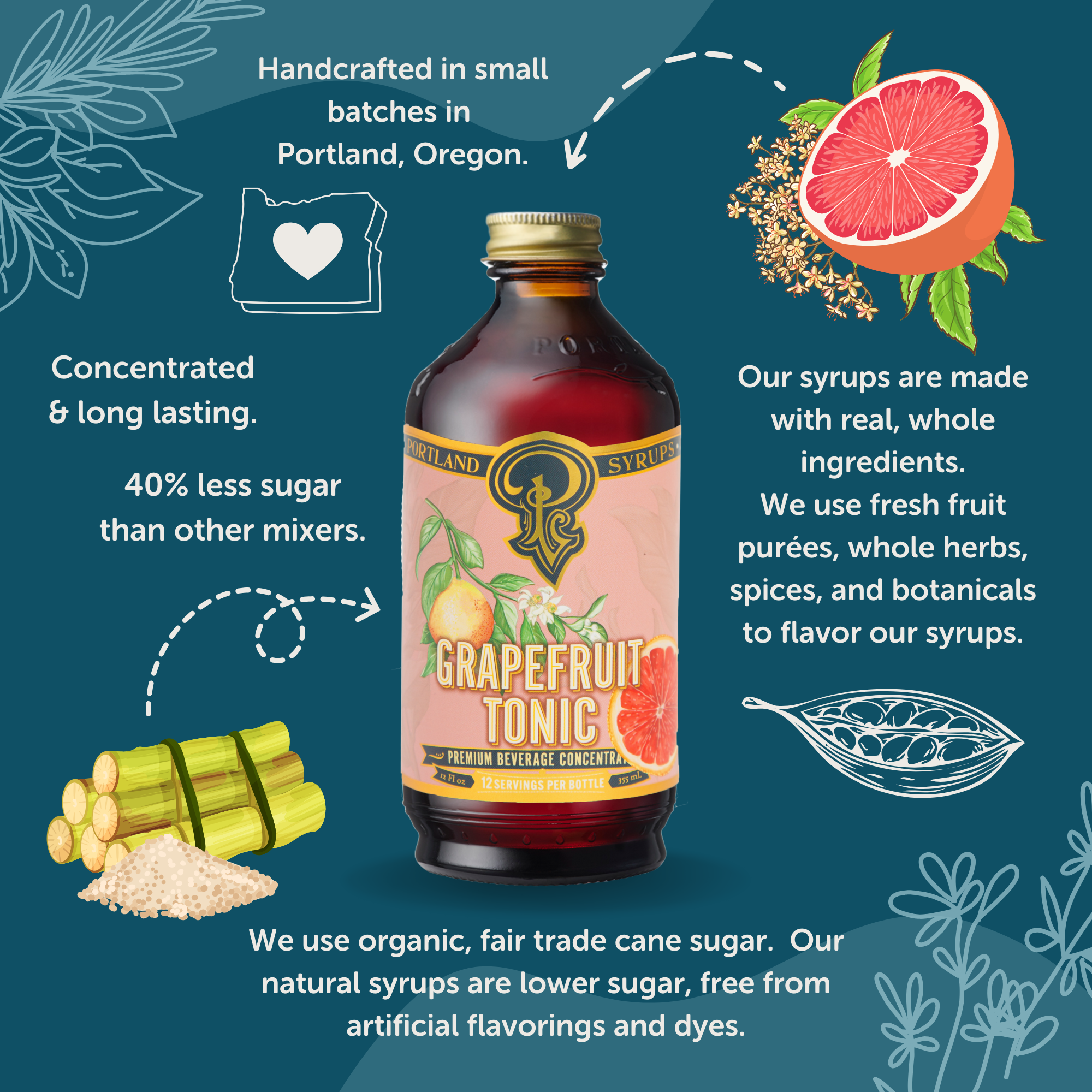 Grapefruit Tonic 12oz - cocktail / mocktail beverage mixer