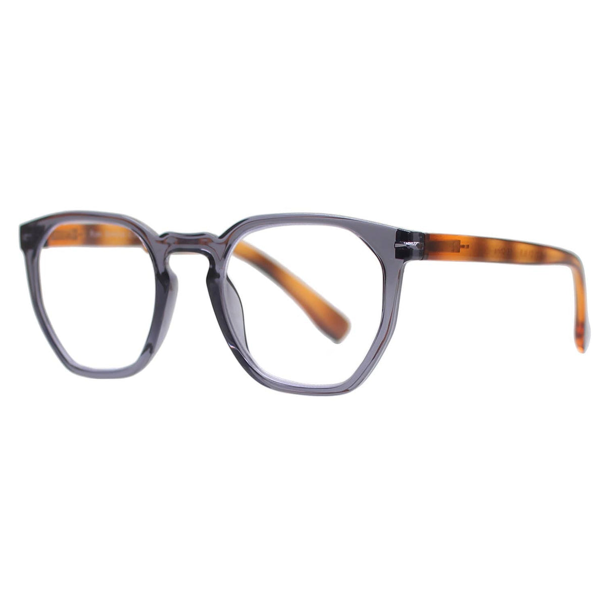 KASS | Transparent Grey| Brown Temples | Blue Light: 1.75