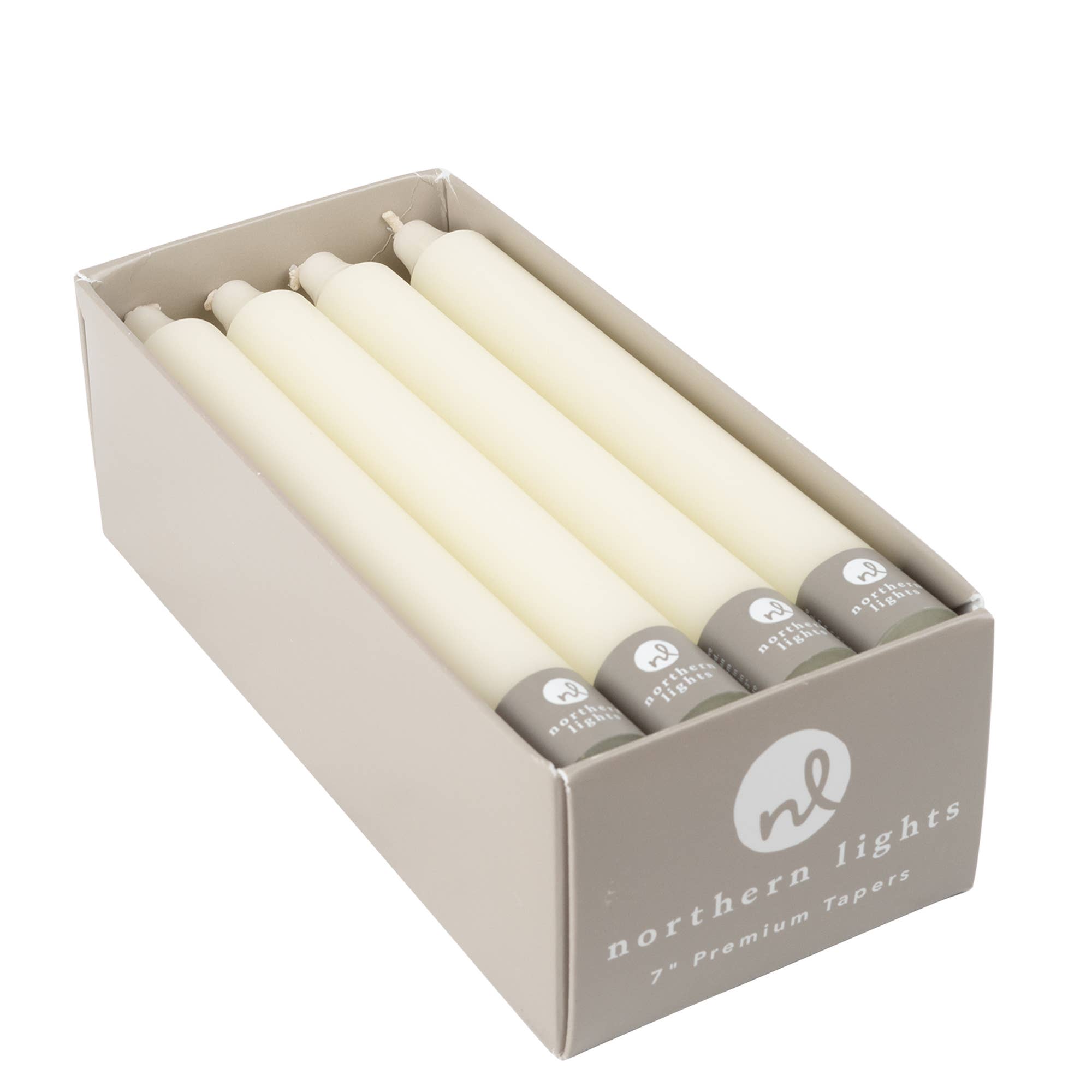 7" Taper Candles - 12pc Box: Pure White