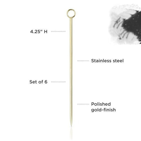 Cocktail Picks Gold, Set of 6