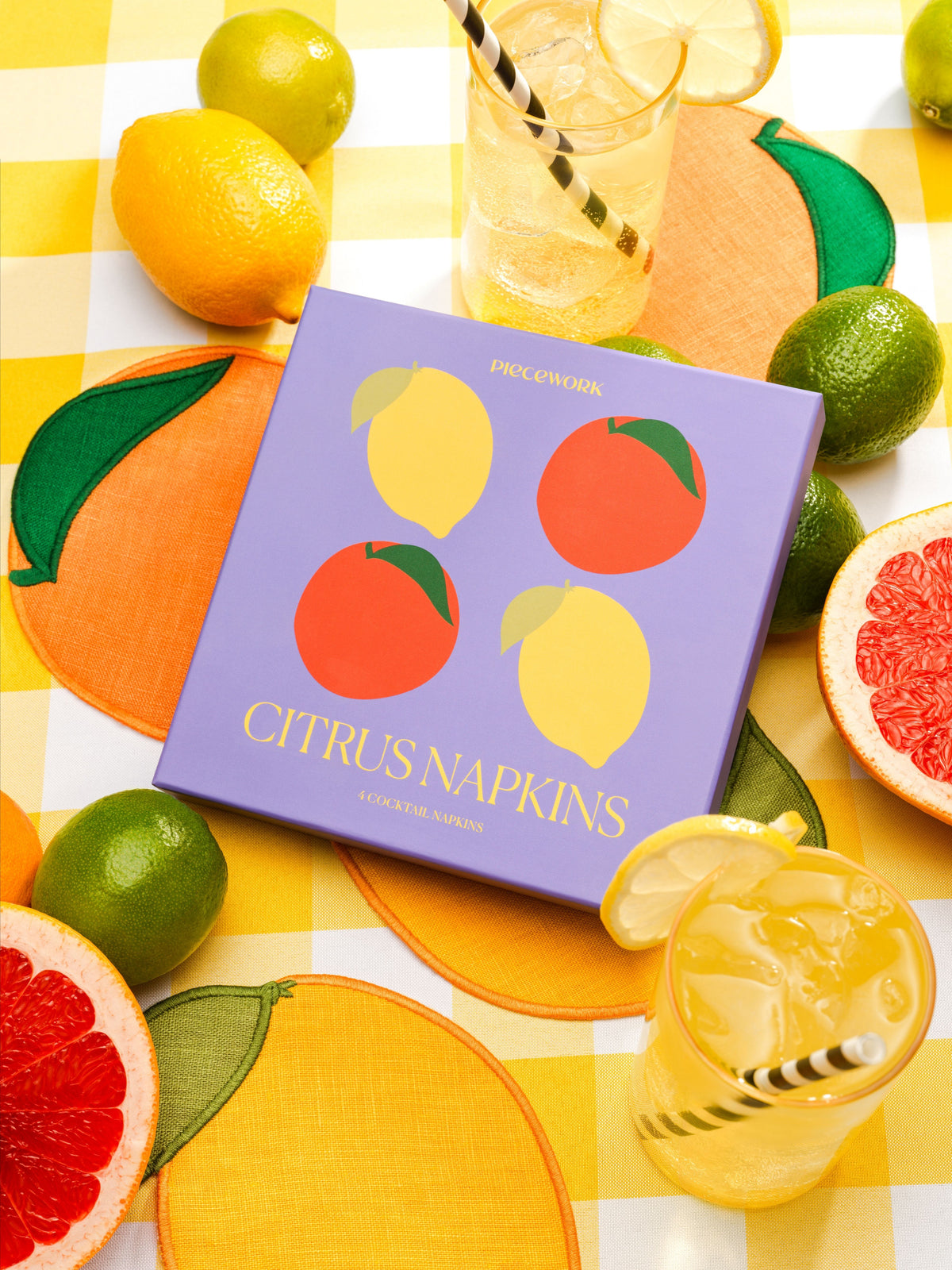 Citrus Cocktail Napkins/Coasters, Set of 4