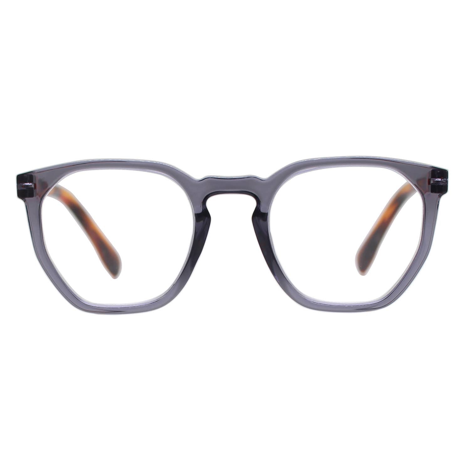 KASS | Transparent Grey| Brown Temples | Blue Light: 1.75