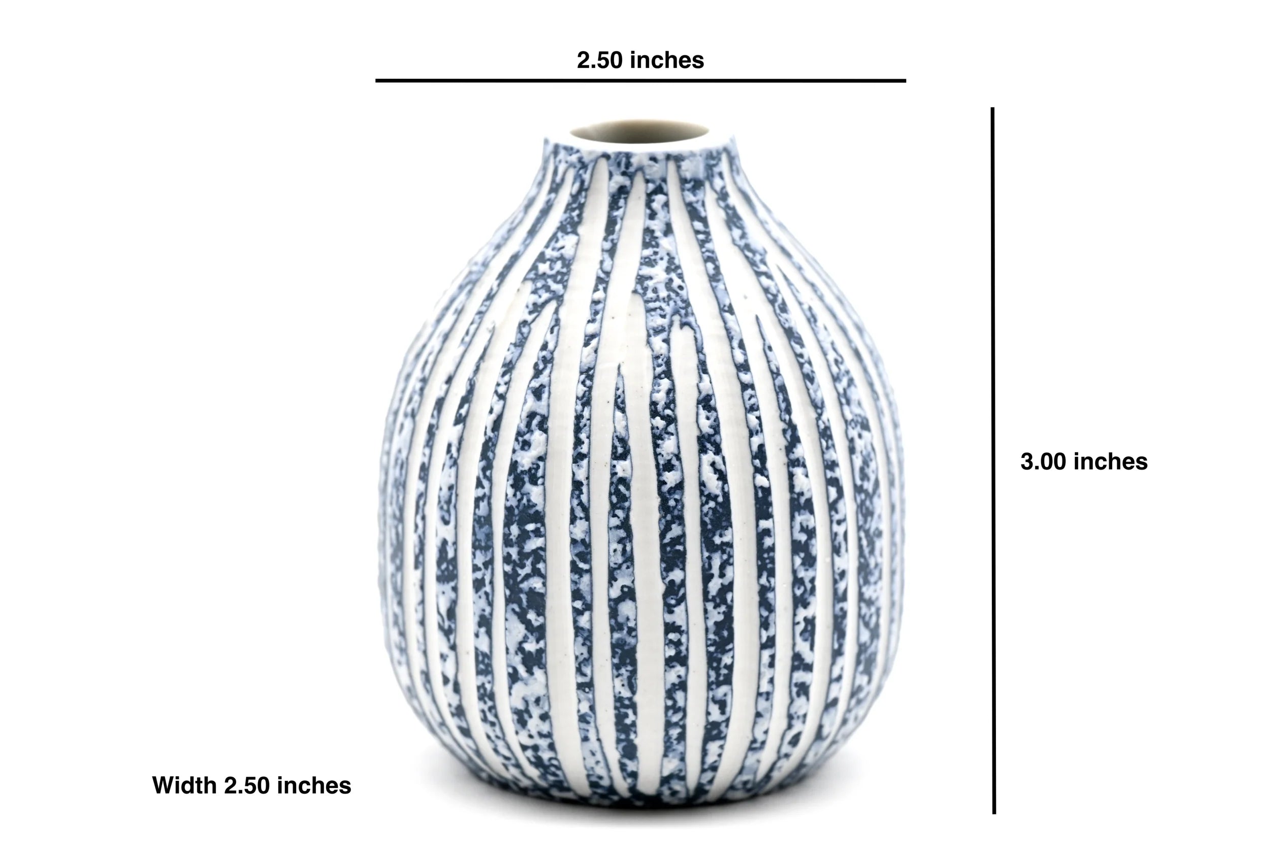 Adam Blue Stripe Texture Handcrafted Porcelain Bud Vase