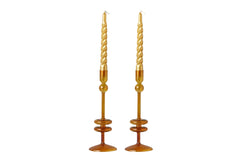 Angelique Glass Candlestick Amber Orange, Single, 10in