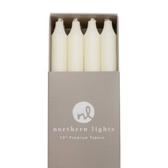 12" Taper Candles - 12pc Box: Pure White
