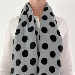 Dots Black and Grey Linen Scarf