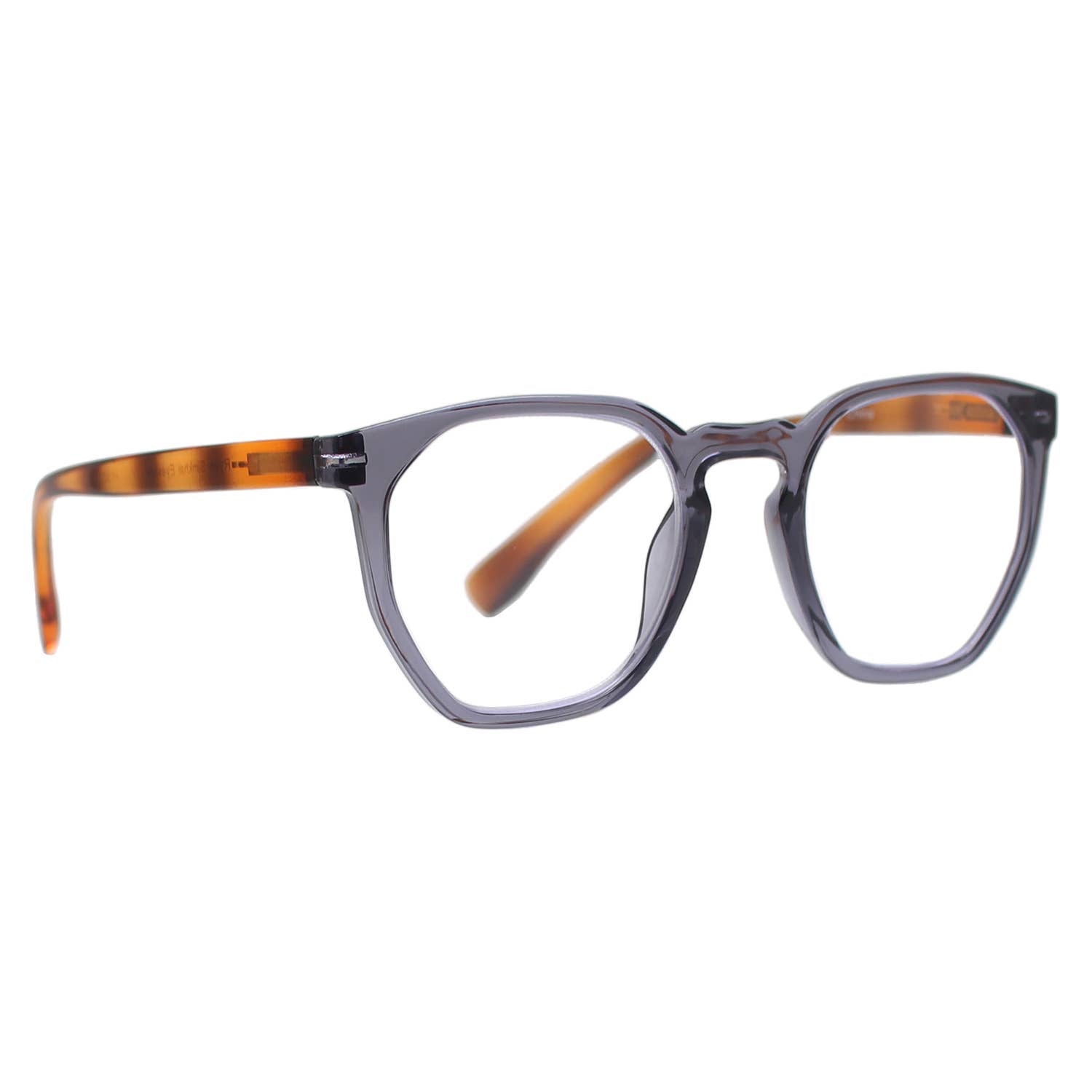 KASS | Transparent Grey| Brown Temples | Blue Light: 1.75