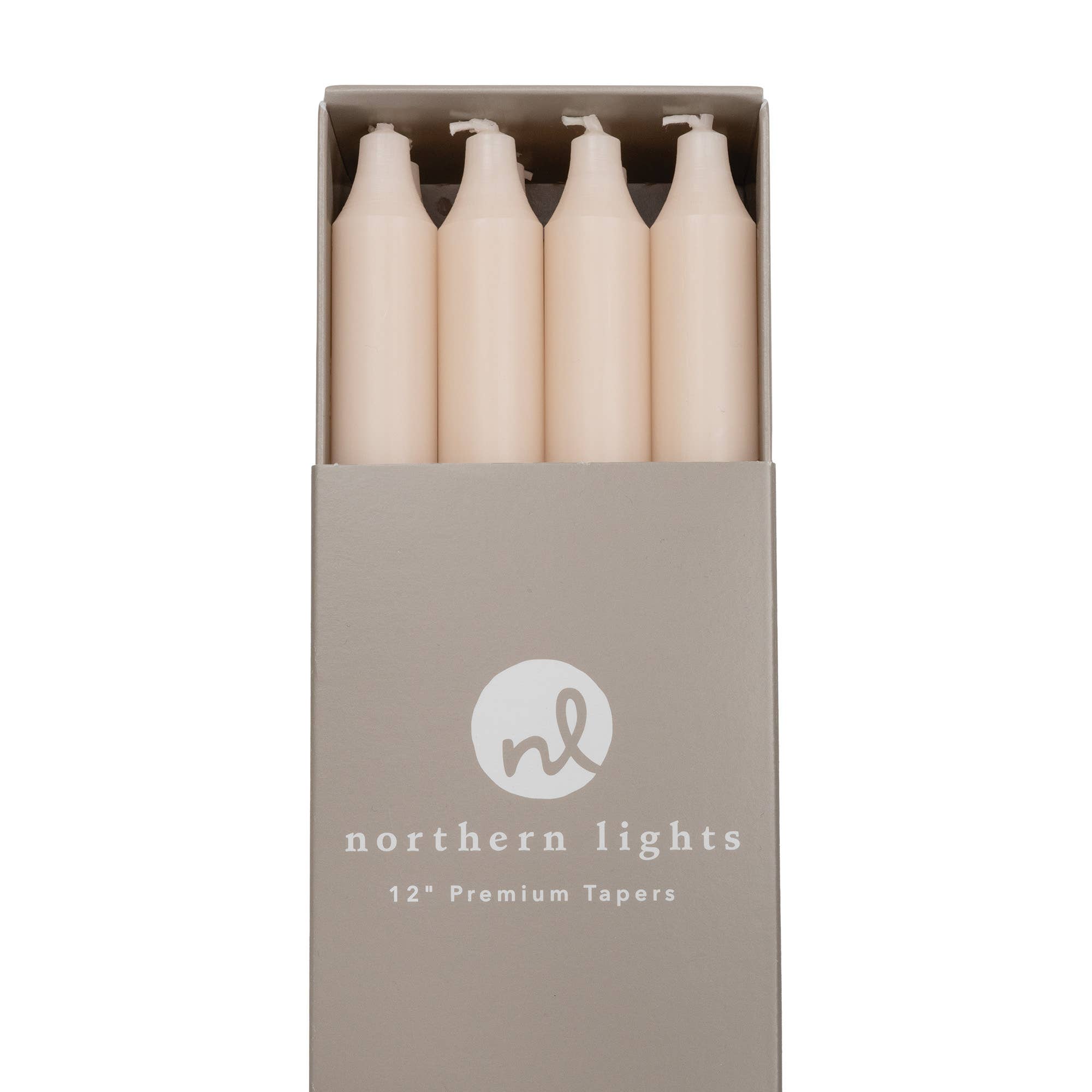 12" Taper Candles - 12pc Box: Pure White
