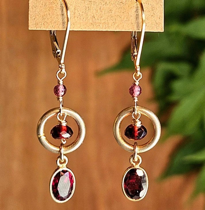 Garnet and Rhodolite Earrings
