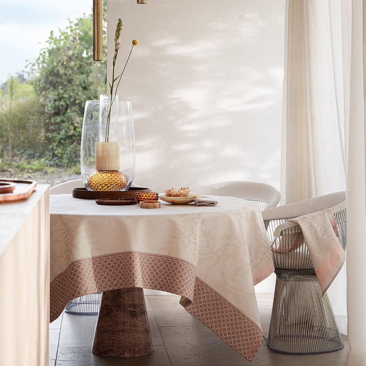 Jardin d'Eden Beige Pink Cotton