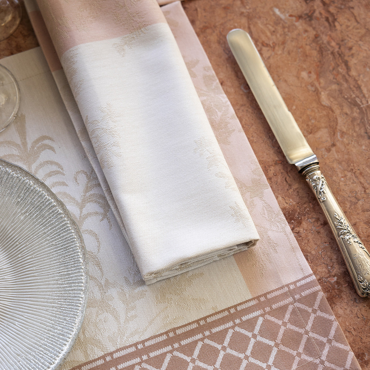 Jardin d'Eden Beige Pink Cotton