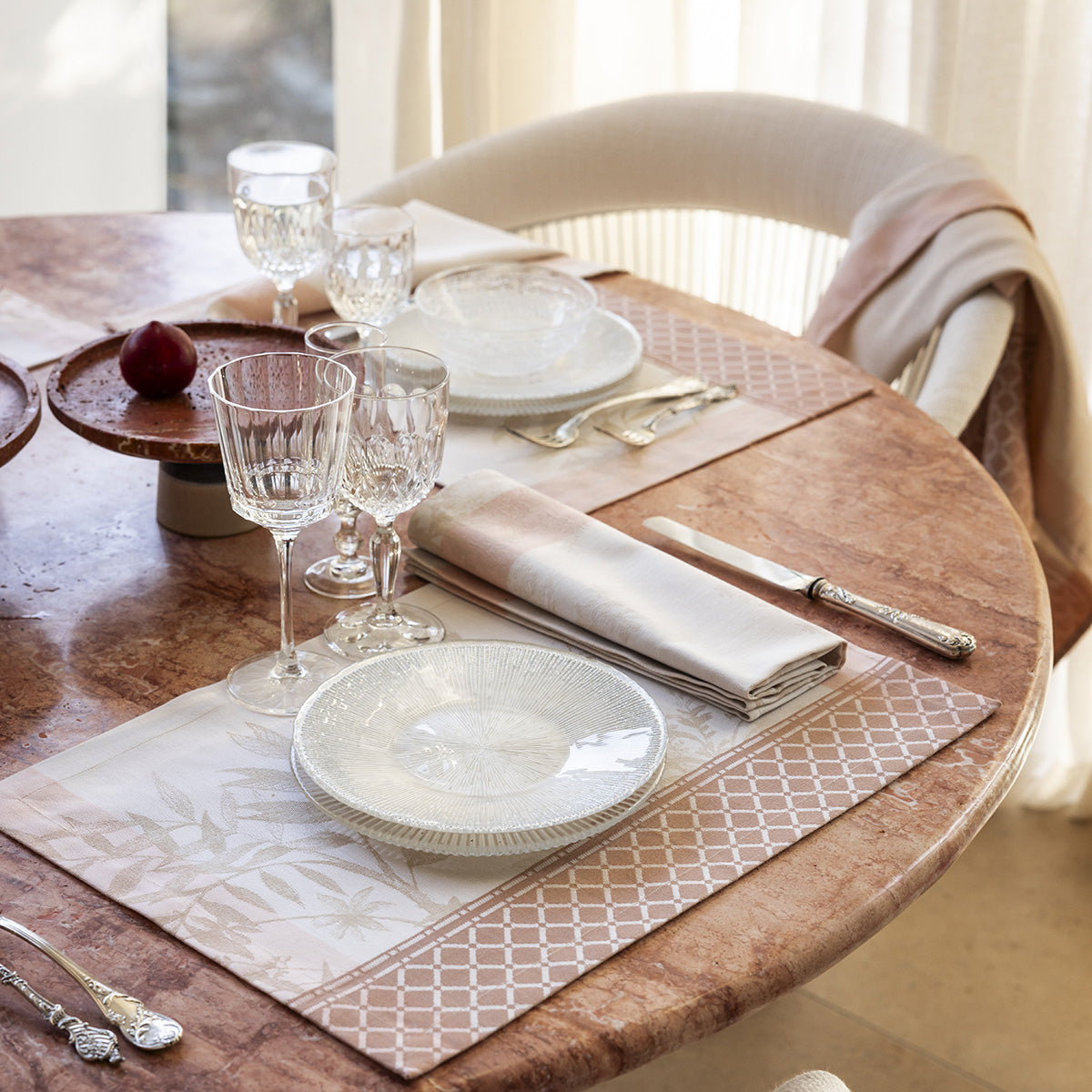 Jardin d'Eden Beige Pink Cotton