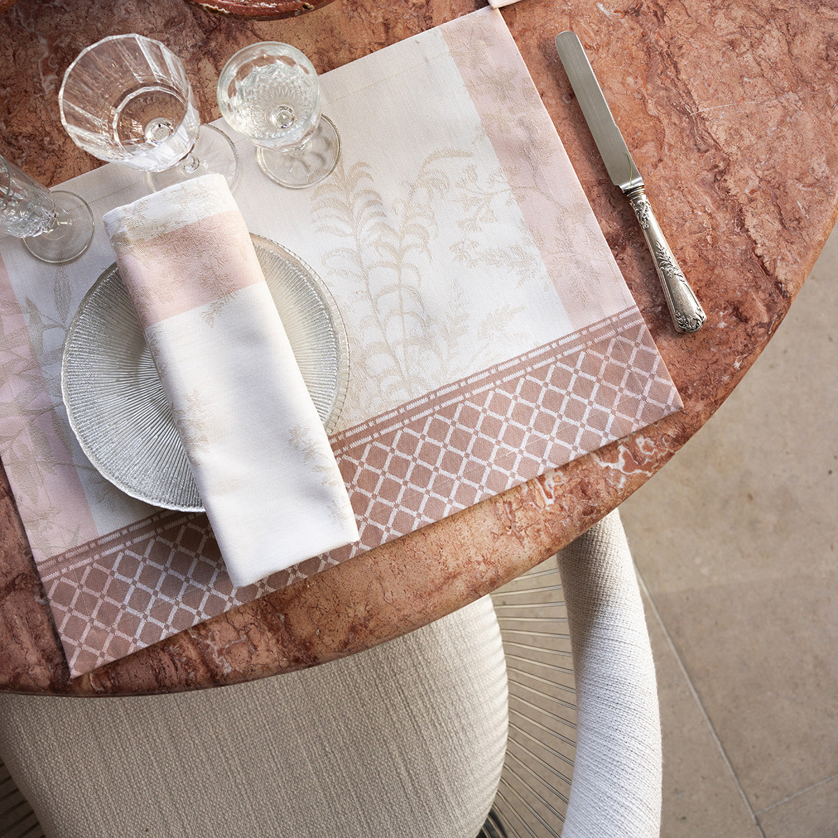 Jardin d'Eden Beige Pink Cotton
