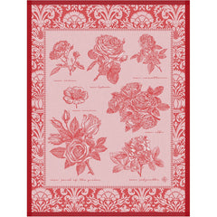 Jardin des Roses Red Tea Towel